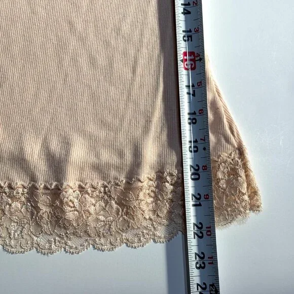 Felina Y2K Ribbed Camisole Tank Top XL Lace Trim Peach Cami Stretchy Coquette - Picture 10 of 10